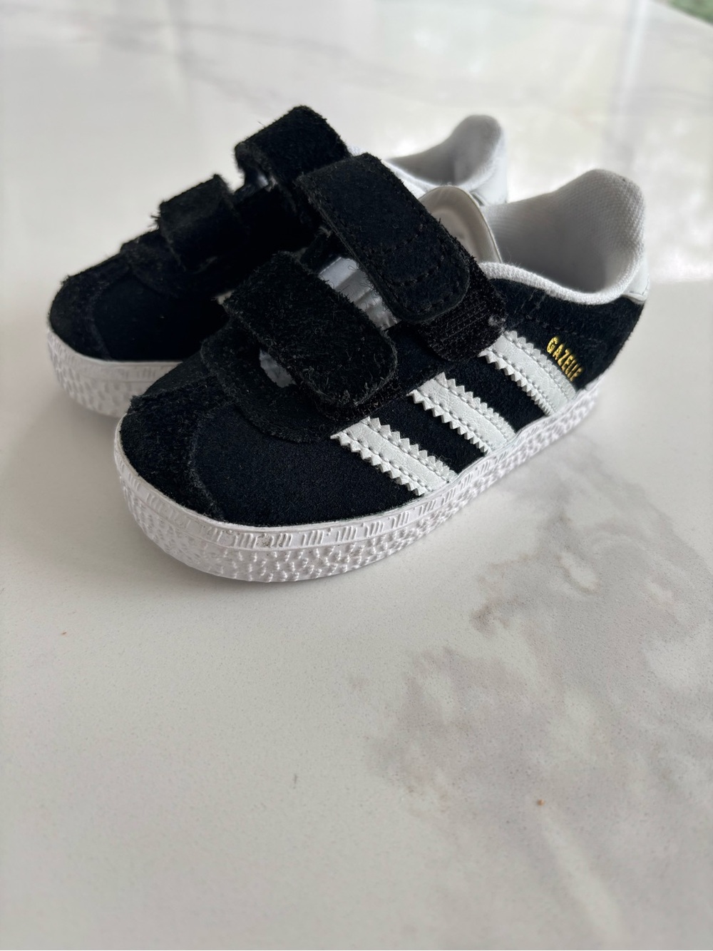 adidas Kids Black & White Gazelle Velcro Sneakers